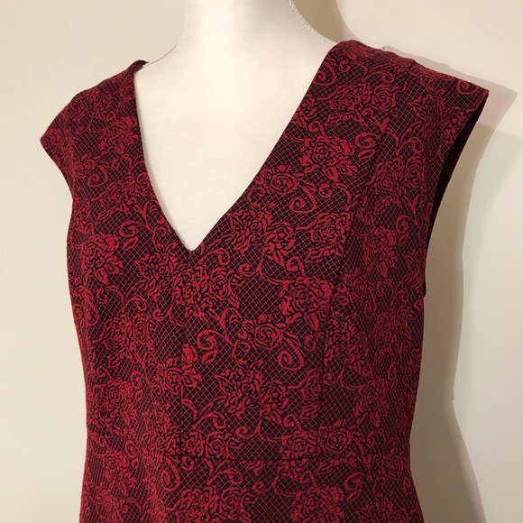 Forever21+ Red Black Floral Embroidered Cocktail Dress Sleeveless 1X - Picture 5 of 13